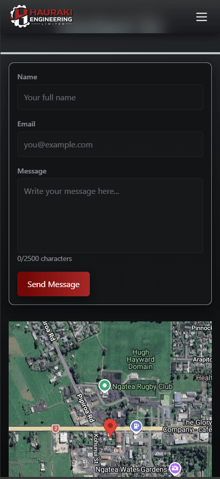 Hauraki Engineering Website project view 1