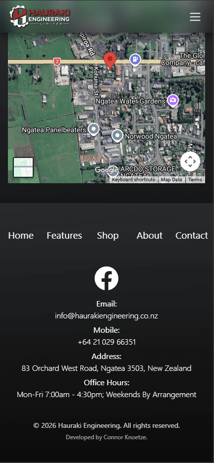 Hauraki Engineering Website project view 2