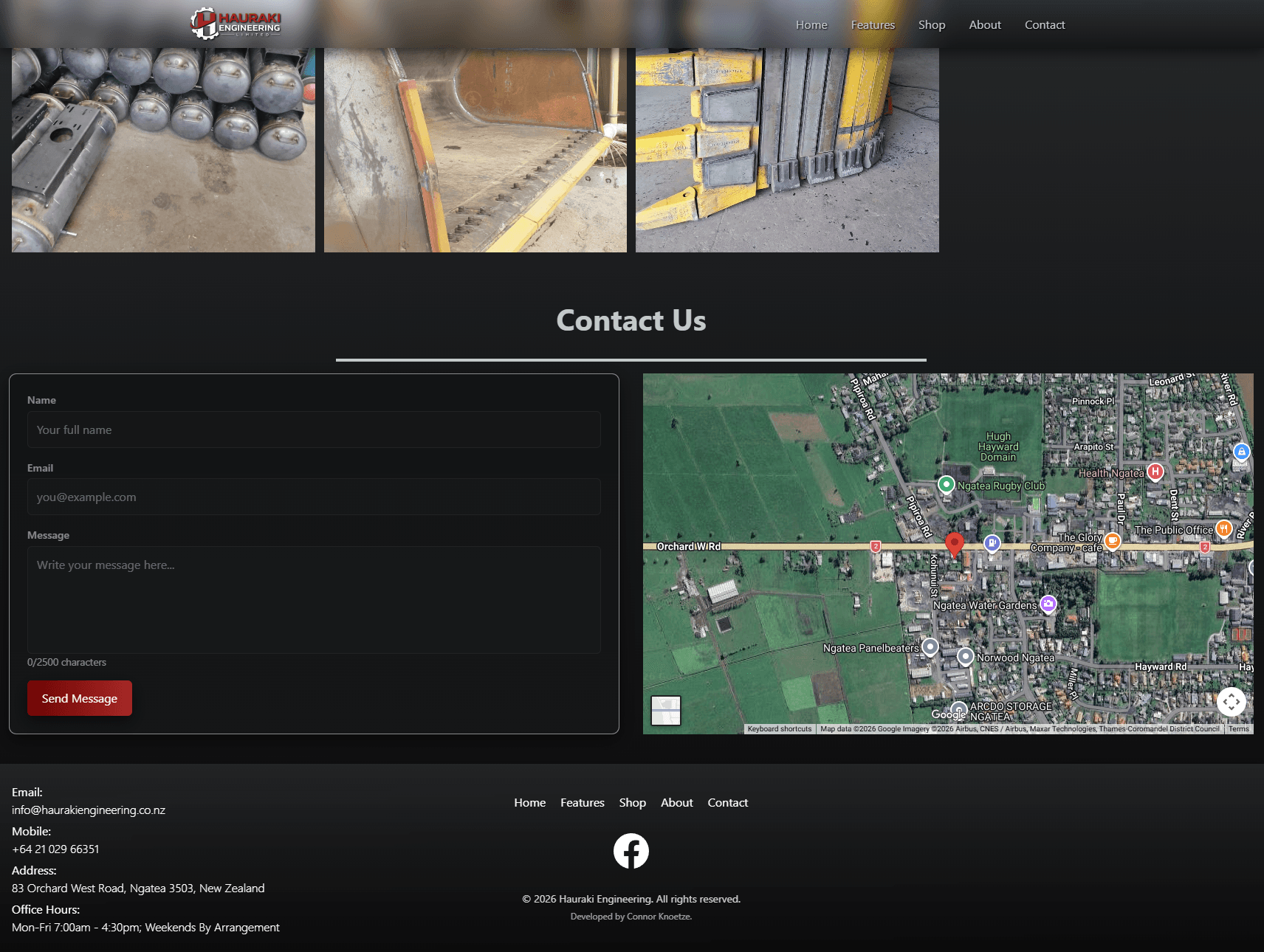Hauraki Engineering Website project view 5